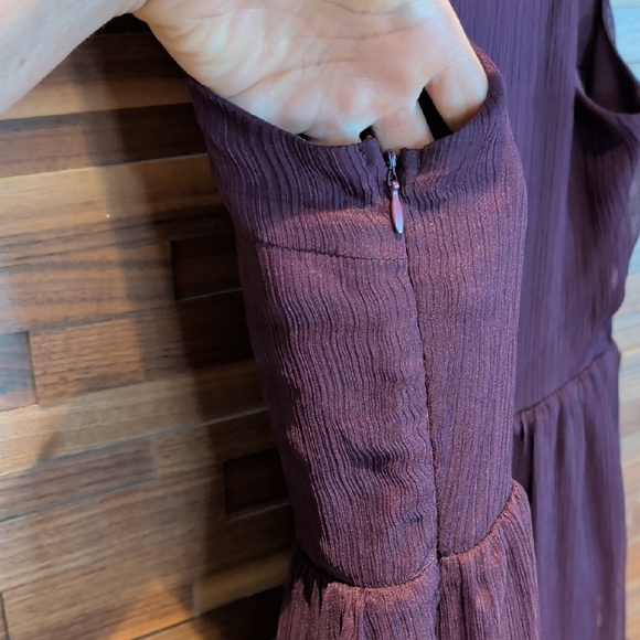 Alya Sleeveless Midi Dress in Plum with Pink Embroidery - Picture 7 of 7